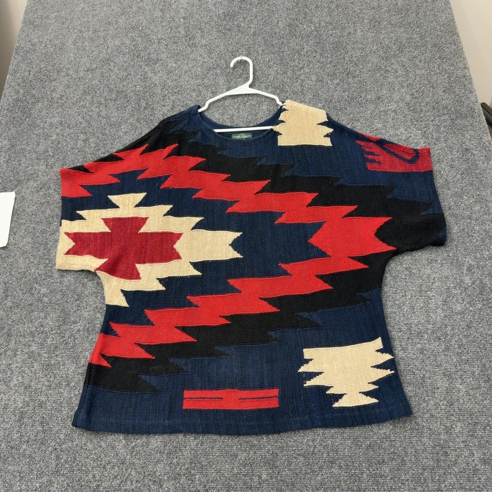 Lauren Jeans Co Ralph Lauren Sweater Womens 2X Multi Cotton Linen Aztec Western